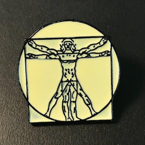Leonardo da Vinci Vitruvian Man Enamel Pin, Brooch, Backpack Pin - Picture 1 of 3